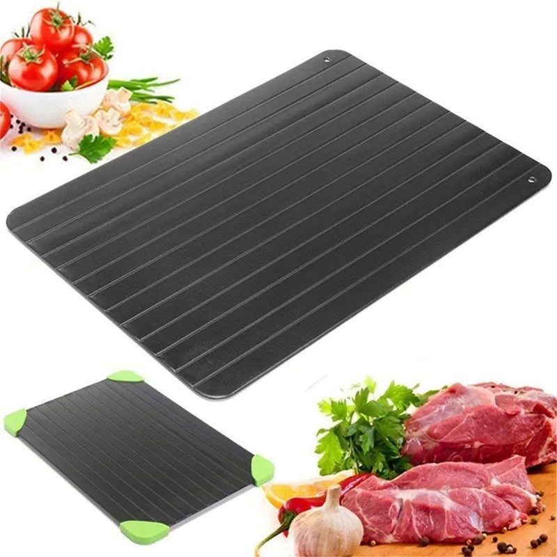 Bandeja de descongelación rápida para carne congelada, placa de descongelación grande con diseño de ranuras, descongela alimentos de forma rápida y segura.