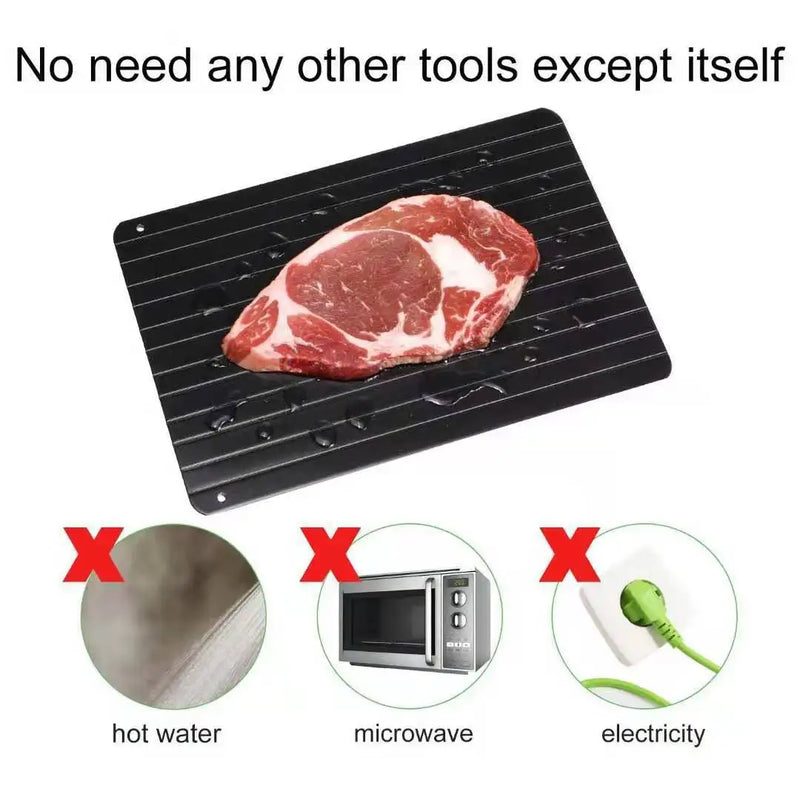 Bandeja de descongelación rápida para carne congelada, placa de descongelación grande con diseño de ranuras, descongela alimentos de forma rápida y segura.
