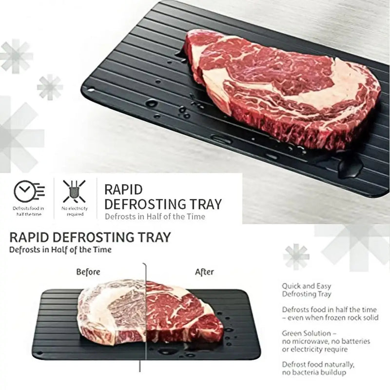 Bandeja de descongelación rápida para carne congelada, placa de descongelación grande con diseño de ranuras, descongela alimentos de forma rápida y segura.